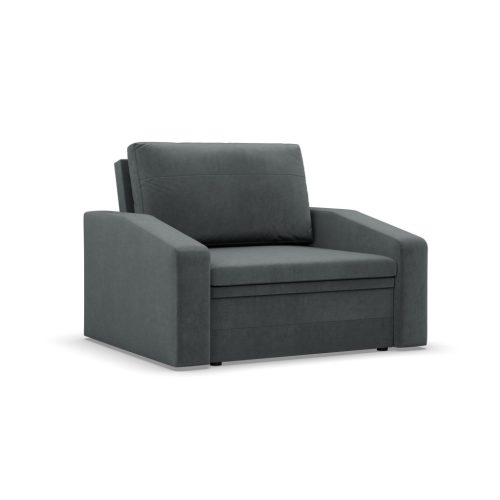 Vertico fekvőfotel, 90 cm széles, bársony, szürke