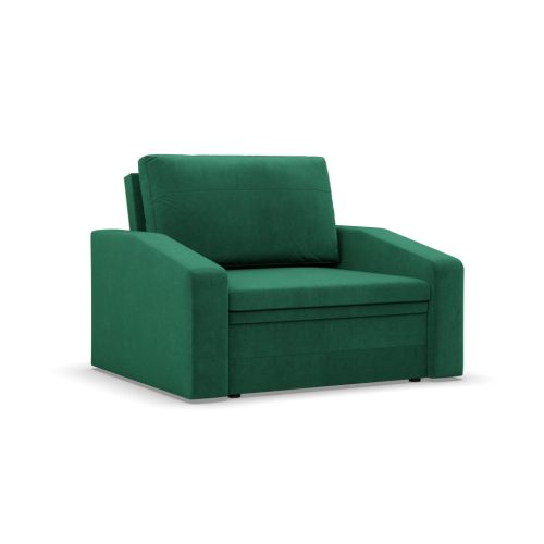 Vertico fekvőfotel, 90 cm széles, bársony, zöld