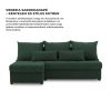 Venezia sarokkanapé, kordbársony, univerzális oldal, bonell töltet, zöld