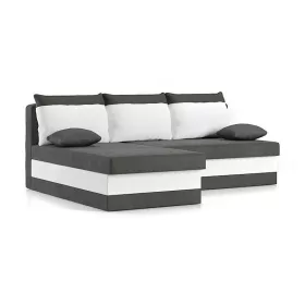   DELI kinyitható sarokkanapé, normál szövet, hab töltőanyag, balos, szín - szürke / fehér