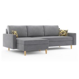   ETNA kinyitható sarokkanapé, univerzális oldal, normál szövet, hab töltőanyag, szín - szürke