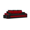 HEWLET kanapéágy 2 db puffal, normál szövet, hab töltőanyag, bal oldali puff tároló, fekete / piros