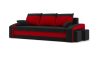 HEWLET kanapéágy 2 db puffal, normál szövet, hab töltőanyag, jobb oldali puff tároló, fekete / piros
