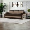 HEWLET kanapéágy polccal, normál szövet, hab töltőanyag, jobb oldali polc, barna / cappuccino