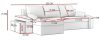 HEWLET kinyitható sarokkanapé polccal és 2 db puffal, univerzális oldal, PRO szövet, bonell rugóval, bal oldali polc, jobb oldali puff tároló, fekete / piros