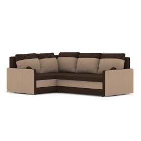   MILTON II kinyitható sarokkanapé, normál szövet, hab töltőanyag, balos, szín - barna / cappuccino