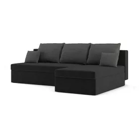   MONACO kinyitható sarokkanapé, normál szövet, hab töltőanyag, jobbos, szín - fekete / szürke