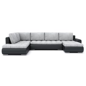   TOKIO II kinyitható sarokkanapé, U alakú, balos, szín - szürke / fekete