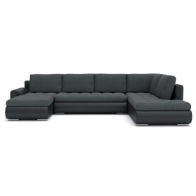   TOKIO II kinyitható sarokkanapé, U alakú, jobbos, szín - sötétszürke / fekete