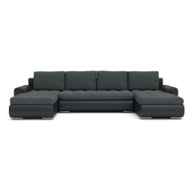   TOKIO III kinyitható sarokkanapé, U alakú, szín - sötétszürke / fekete
