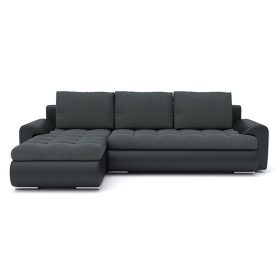   TOKIO VI kinyitható sarokkanapé, balos, szín - sötétszürke / fekete