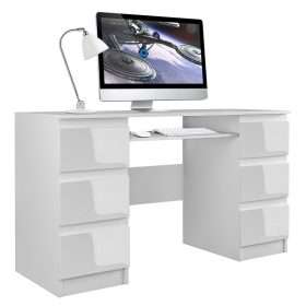   Aldabra Kuba számítógépasztal, 130x76x51 cm, fényes fehér