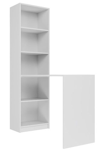 Aldabra R50 könyvespolc és íróasztal kombinációja, 50x181x125 cm, fehér
