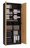 Aldabra MIX Oliv 2D könyvespolc, irodai szekrény, 74x180x35 cm, antracit-tölgy