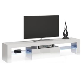   Aldabra RTV DEKO160 TV állvány, LED világítással, 160x45x40 cm, fényes fehér