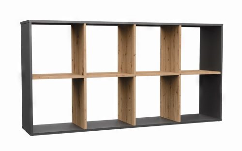 Aldabra Malax 2x4 polc, 147x75x30 cm, antracit-tölgy
