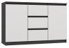 Aldabra 2D3S fiókos szekrény, 120x75x40 cm, antracit-fehér