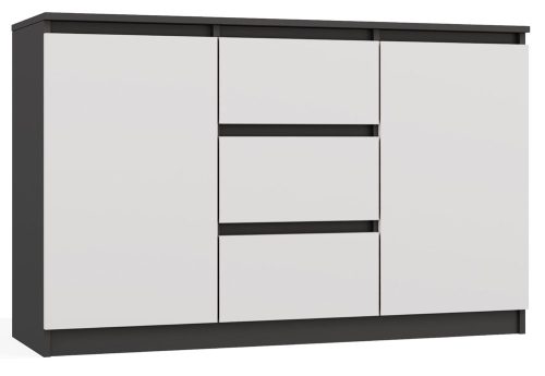 Aldabra 2D3S fiókos szekrény, 120x75x40 cm, antracit-fehér