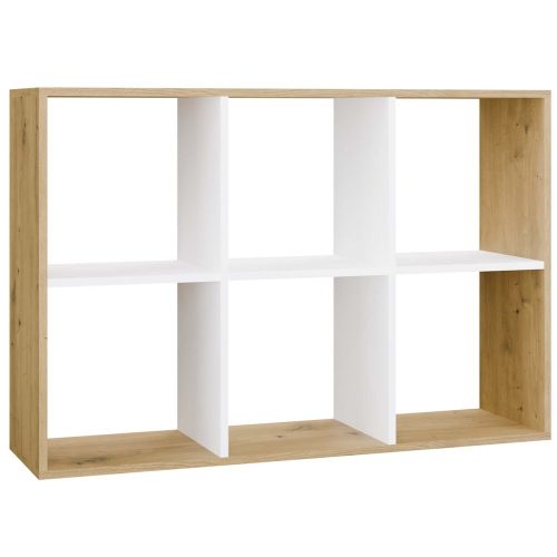Aldabra Malax 2x3 polc, 110x75x30 cm, tölgy-fehér