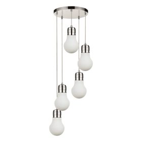   Aldabra Bulb függőlámpa E27-es foglalat, 5 izzós, 60W króm-átlátszó-fehér