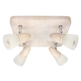   Aldabra Julietta mennyezeti lámpa E14-es foglalat, 4 izzós, 40W fehérített tölgy-króm-fehér 