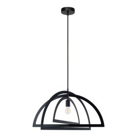   Aldabra Justyna függőlámpa E27-es foglalat, 1 izzós, 60W fekete, széles méretű félkör alakú búrával