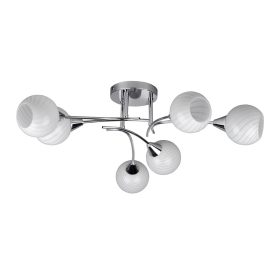   Aldabra Ripoli mennyezeti lámpa E14-es foglalat, 6 izzós, 60W króm-fehér 