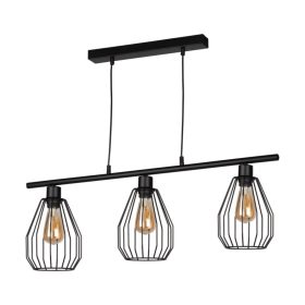   Aldabra Vertigo függőlámpa E27-es foglalat, 3 izzós, 25W fekete, téglatest alakú búrával