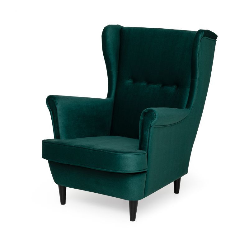 USZAK ZELLA fotel, szín - smaragdzöld, széklábak színe - fekete